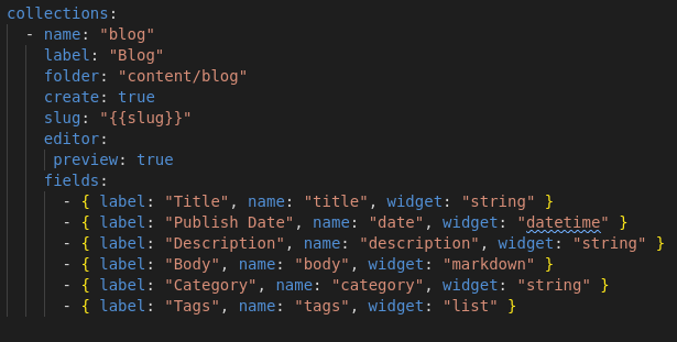 config.yml file for blog post collection